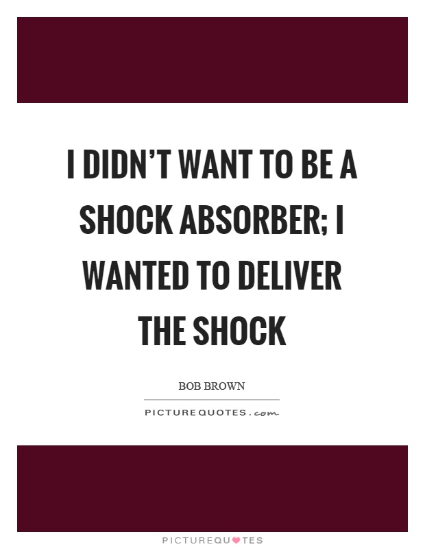 I didn't want to be a shock absorber; I wanted to deliver the shock Picture Quote #1