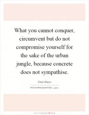 What you cannot conquer, circumvent but do not compromise yourself for the sake of the urban jungle, because concrete does not sympathise Picture Quote #1