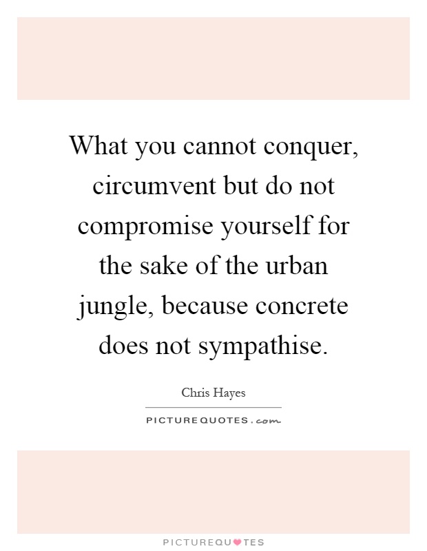 What you cannot conquer, circumvent but do not compromise yourself for the sake of the urban jungle, because concrete does not sympathise Picture Quote #1