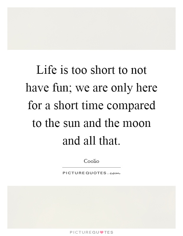 Life is too short to not have fun; we are only here for a short time compared to the sun and the moon and all that Picture Quote #1
