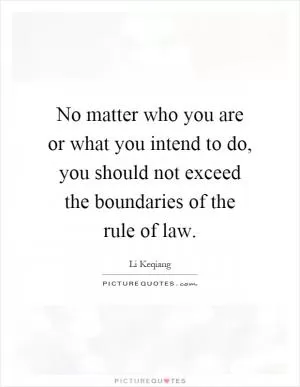 No matter who you are or what you intend to do, you should not exceed the boundaries of the rule of law Picture Quote #1