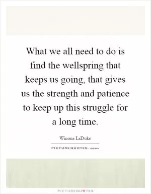 What we all need to do is find the wellspring that keeps us going, that gives us the strength and patience to keep up this struggle for a long time Picture Quote #1