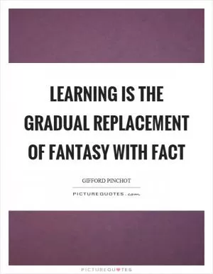 Learning is the gradual replacement of fantasy with fact Picture Quote #1