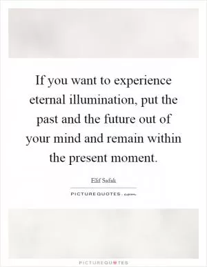 If you want to experience eternal illumination, put the past and the future out of your mind and remain within the present moment Picture Quote #1