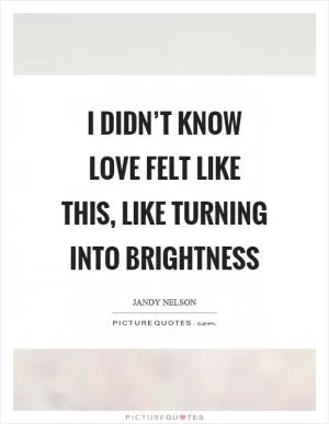 I didn’t know love felt like this, like turning into brightness Picture Quote #1