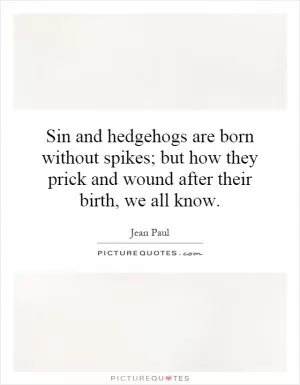 Sin and hedgehogs are born without spikes; but how they prick and wound after their birth, we all know Picture Quote #1