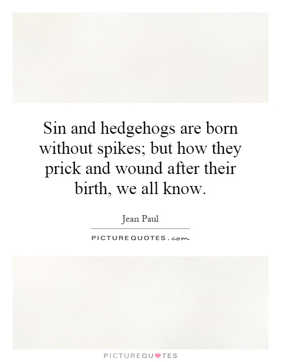 Sin and hedgehogs are born without spikes; but how they prick and wound after their birth, we all know Picture Quote #1