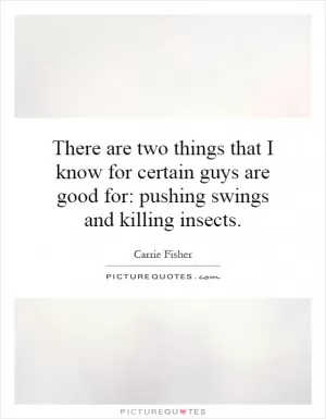 There are two things that I know for certain guys are good for: pushing swings and killing insects Picture Quote #1