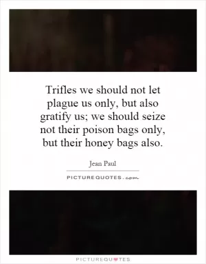 Trifles we should not let plague us only, but also gratify us; we should seize not their poison bags only, but their honey bags also Picture Quote #1