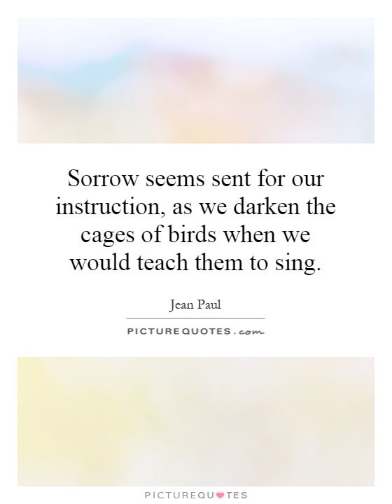 Sorrow seems sent for our instruction, as we darken the cages of birds when we would teach them to sing Picture Quote #1