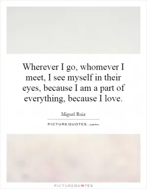 Wherever I go, whomever I meet, I see myself in their eyes, because I am a part of everything, because I love Picture Quote #1