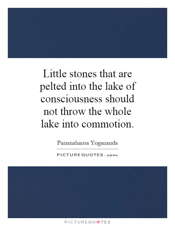 Little stones that are pelted into the lake of consciousness should not throw the whole lake into commotion Picture Quote #1