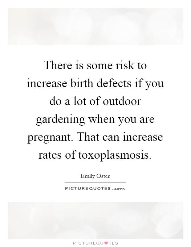 There is some risk to increase birth defects if you do a lot of outdoor gardening when you are pregnant. That can increase rates of toxoplasmosis Picture Quote #1