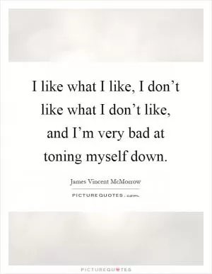 I like what I like, I don’t like what I don’t like, and I’m very bad at toning myself down Picture Quote #1