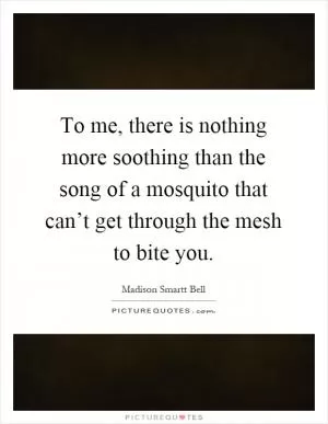 To me, there is nothing more soothing than the song of a mosquito that can’t get through the mesh to bite you Picture Quote #1