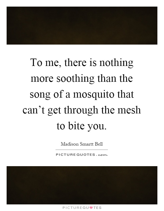 To me, there is nothing more soothing than the song of a mosquito that can't get through the mesh to bite you Picture Quote #1
