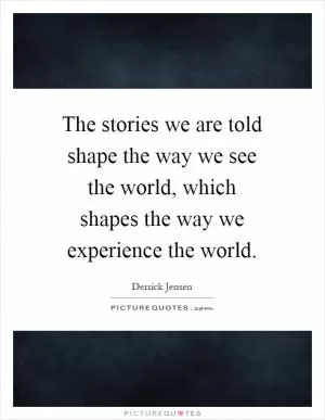 The stories we are told shape the way we see the world, which shapes the way we experience the world Picture Quote #1