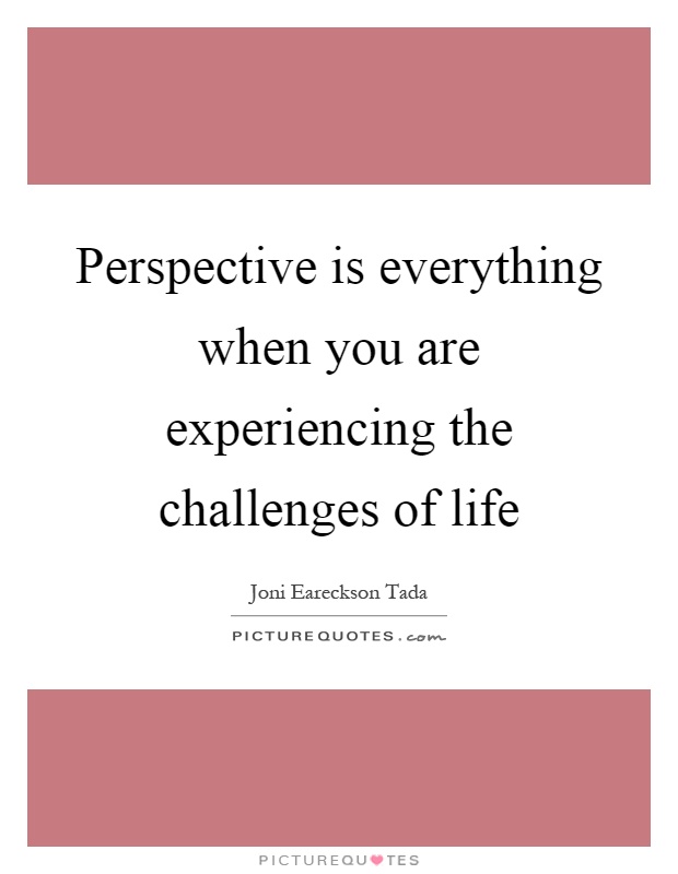 Perspective is everything when you are experiencing the challenges of life Picture Quote #1