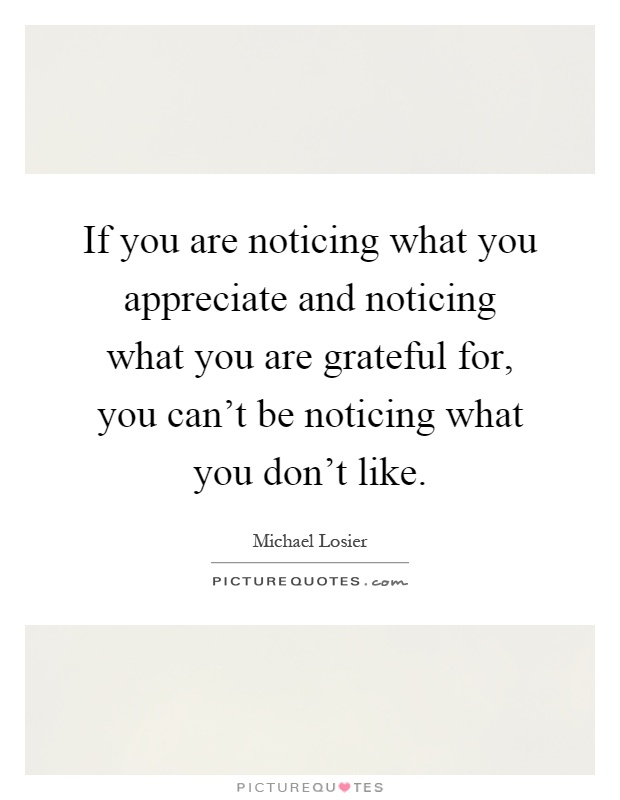If you are noticing what you appreciate and noticing what you are grateful for, you can't be noticing what you don't like Picture Quote #1