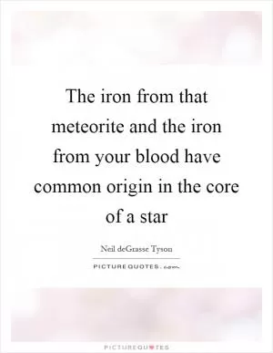 The iron from that meteorite and the iron from your blood have common origin in the core of a star Picture Quote #1