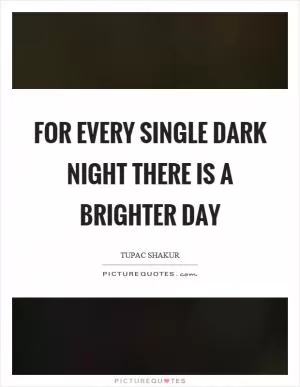 For every single dark night there is a brighter day Picture Quote #1
