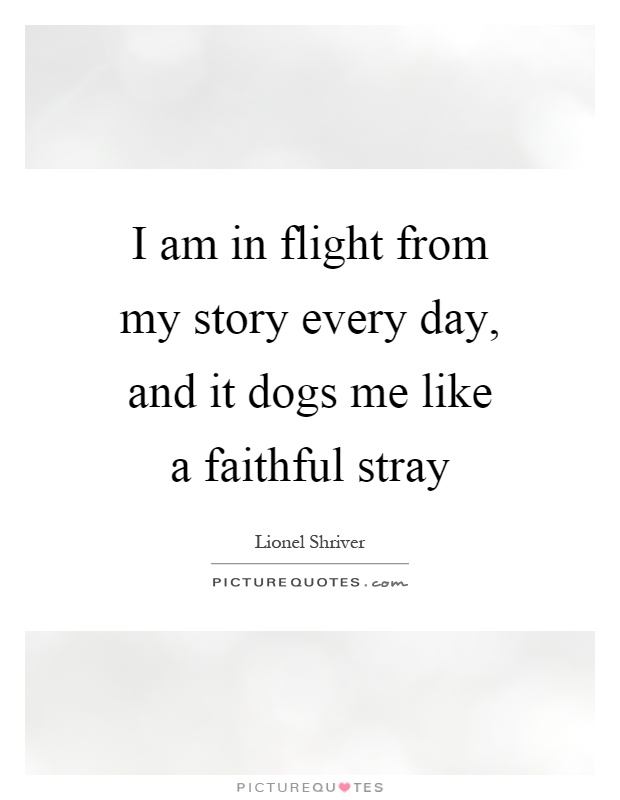 I am in flight from my story every day, and it dogs me like a faithful stray Picture Quote #1