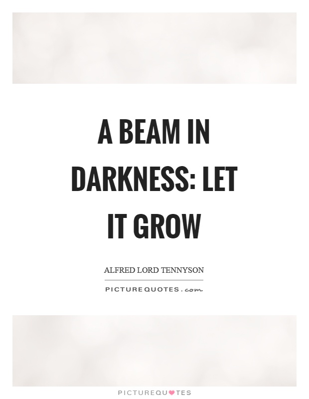 A beam in darkness: let it grow Picture Quote #1