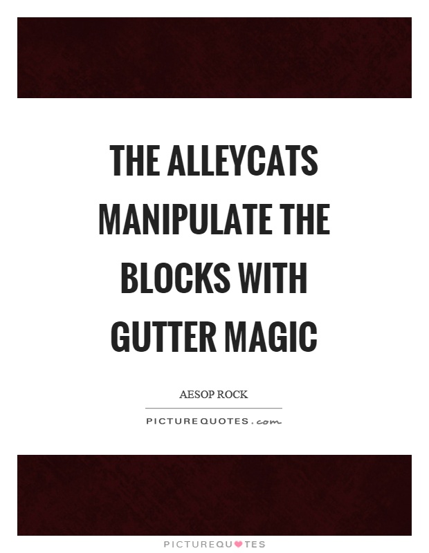 The alleycats manipulate the blocks with gutter magic Picture Quote #1