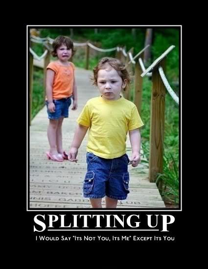 Splitting up. I would say “It's not you, it's me”, except it's you Picture Quote #1