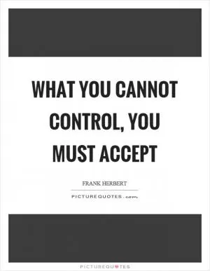 What you cannot control, you must accept Picture Quote #1