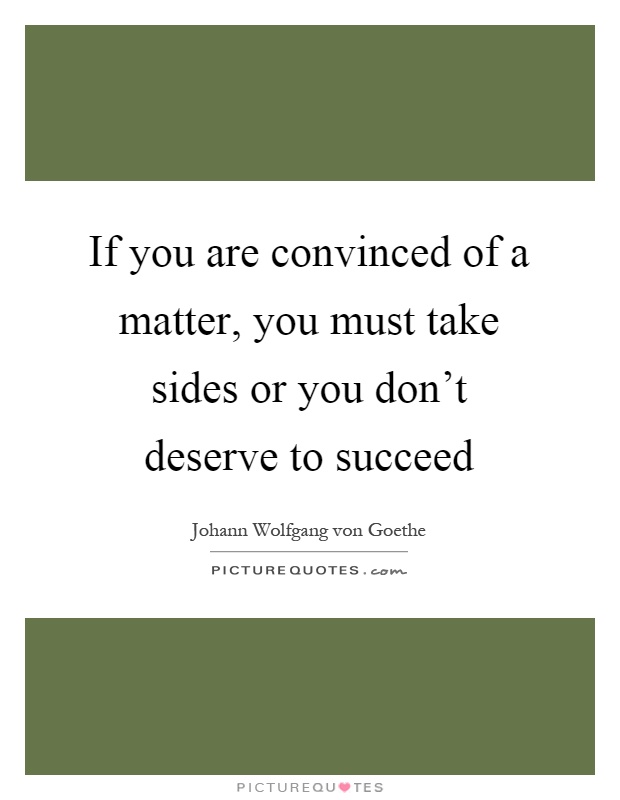 If you are convinced of a matter, you must take sides or you don't deserve to succeed Picture Quote #1