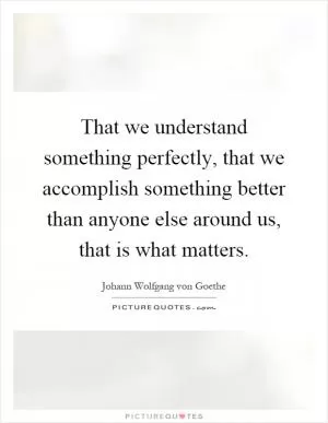 That we understand something perfectly, that we accomplish something better than anyone else around us, that is what matters Picture Quote #1