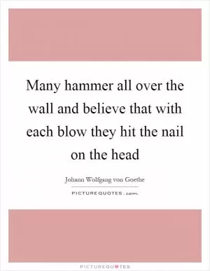 Many hammer all over the wall and believe that with each blow they hit the nail on the head Picture Quote #1