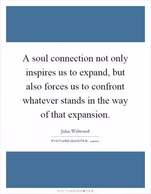 A soul connection not only inspires us to expand, but also forces us to confront whatever stands in the way of that expansion Picture Quote #1