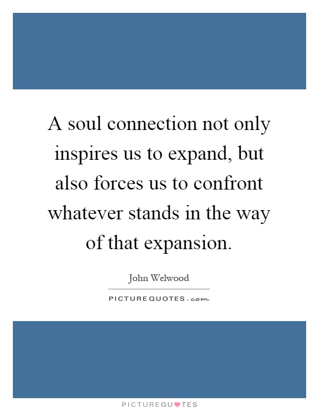 A soul connection not only inspires us to expand, but also forces us to confront whatever stands in the way of that expansion Picture Quote #1