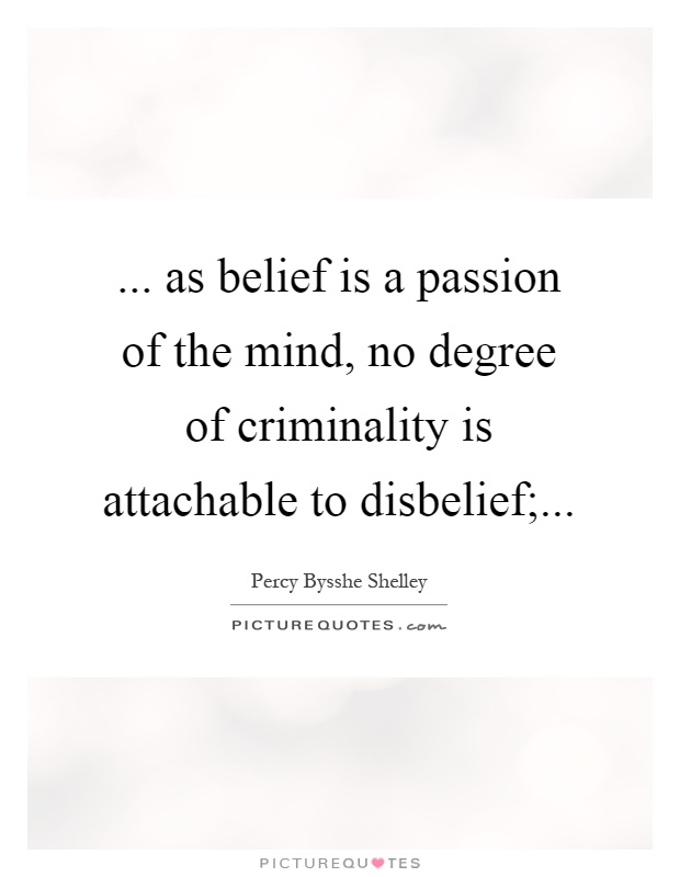 ... as belief is a passion of the mind, no degree of criminality is attachable to disbelief; Picture Quote #1