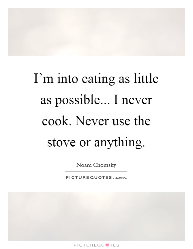 I'm into eating as little as possible... I never cook. Never use the stove or anything Picture Quote #1