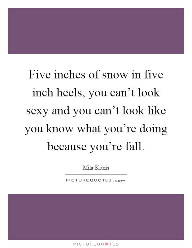 Five inches of snow in five inch heels, you can't look sexy and you can't look like you know what you're doing because you're fall Picture Quote #1