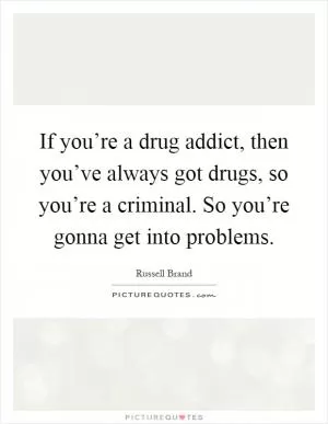 If you’re a drug addict, then you’ve always got drugs, so you’re a criminal. So you’re gonna get into problems Picture Quote #1