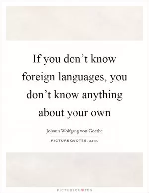 If you don’t know foreign languages, you don’t know anything about your own Picture Quote #1