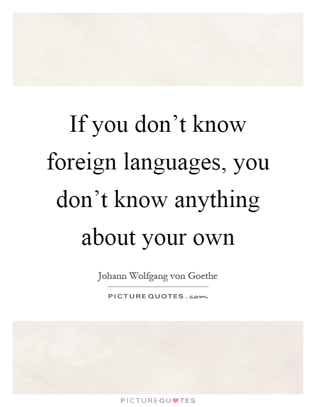 If you don't know foreign languages, you don't know anything about your own Picture Quote #1