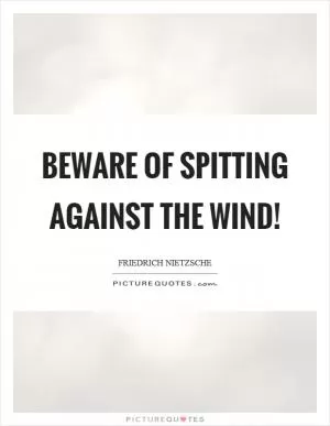 Beware of spitting against the wind! Picture Quote #1