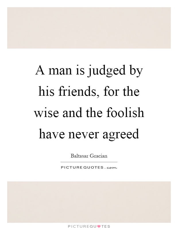 A man is judged by his friends, for the wise and the foolish have never agreed Picture Quote #1