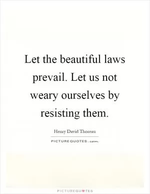 Let the beautiful laws prevail. Let us not weary ourselves by resisting them Picture Quote #1