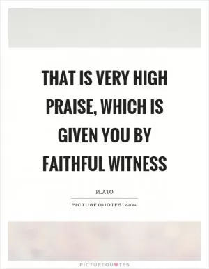 That is very high praise, which is given you by faithful witness Picture Quote #1