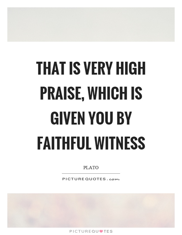 That is very high praise, which is given you by faithful witness Picture Quote #1
