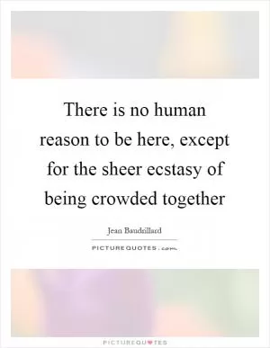 There is no human reason to be here, except for the sheer ecstasy of being crowded together Picture Quote #1