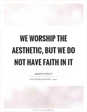 We worship the aesthetic, but we do not have faith in it Picture Quote #1