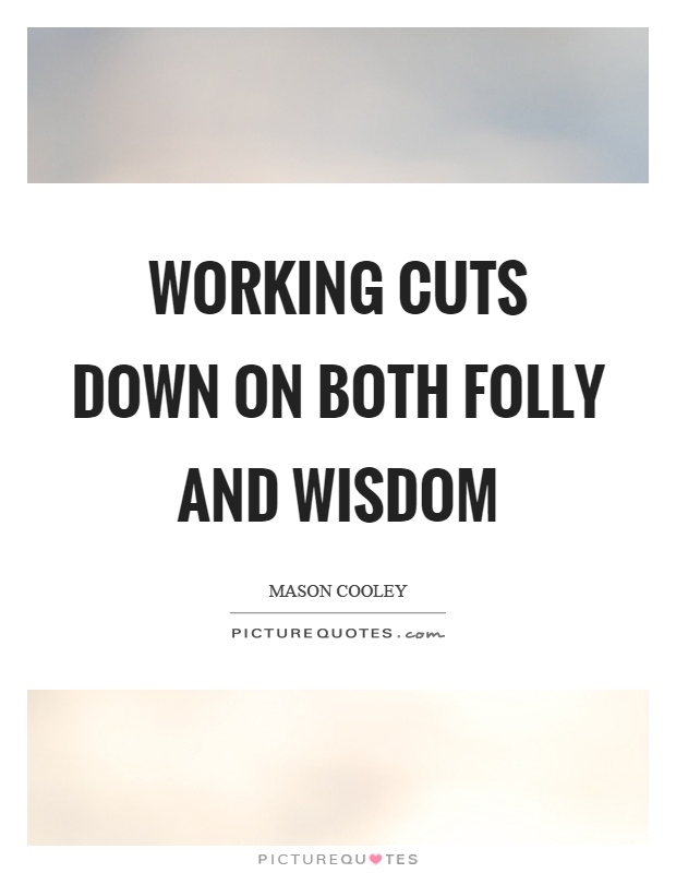 Working cuts down on both folly and wisdom Picture Quote #1