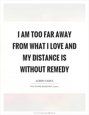 I am too far away from what I love and my distance is without remedy Picture Quote #1